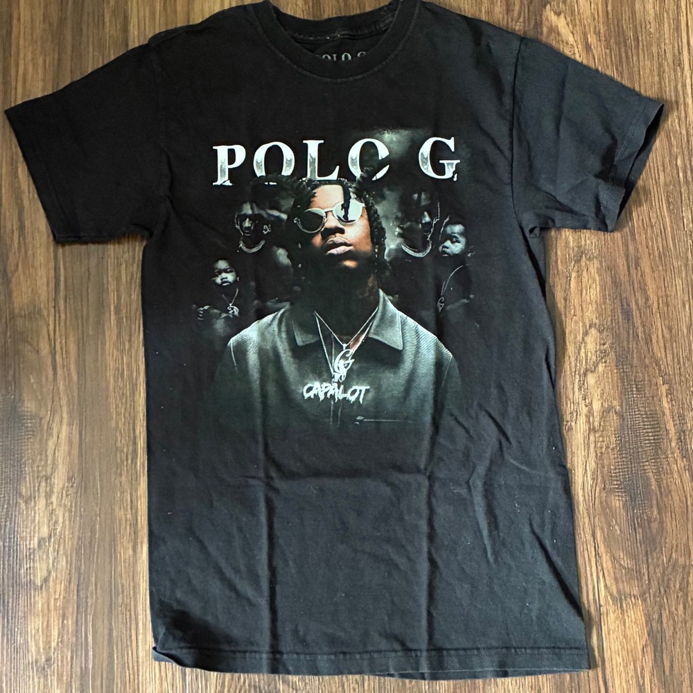 Polo G Graphic T-Shirt Mens Small Black Capalot Rap Tee Short Sleeve